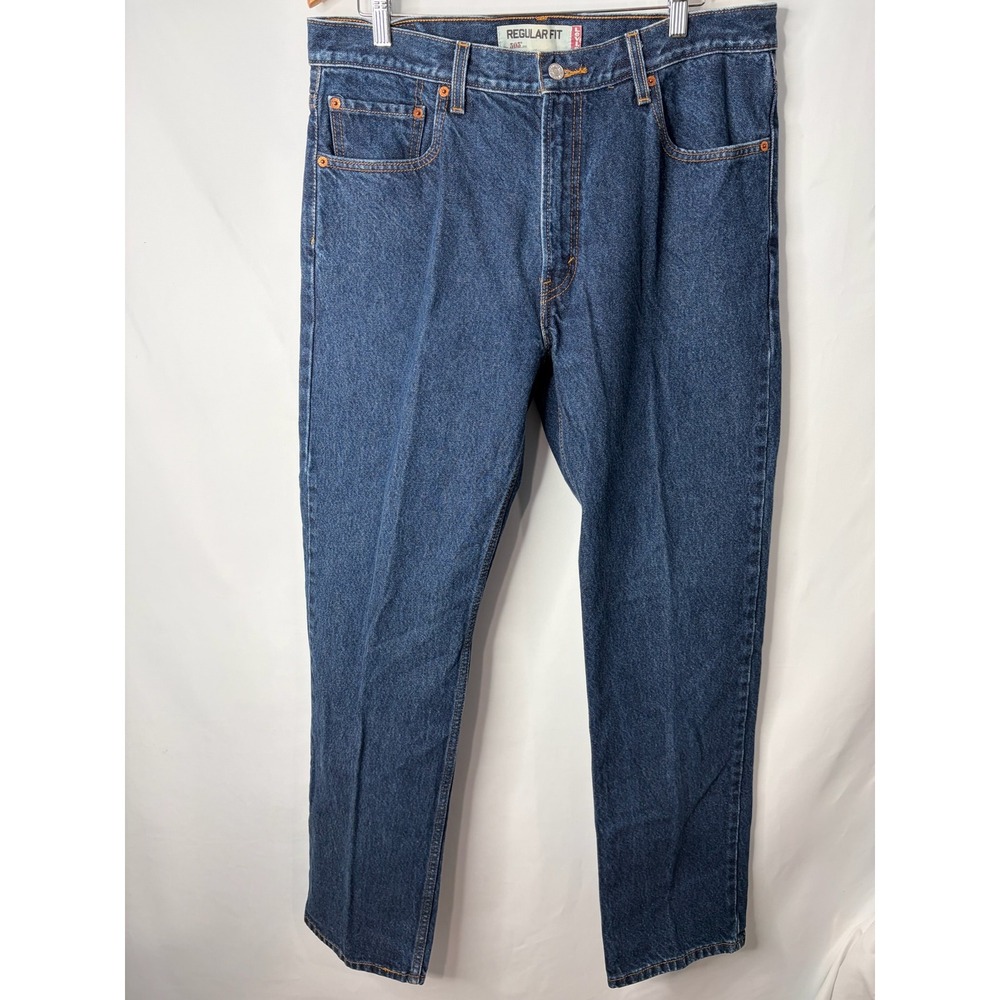 Levis 505 Regular Fit Jeans Mens 36x34 Dark Wash Blue Straight Leg Denim Western